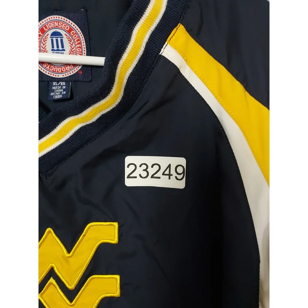 Vintage West Virginia Jacket Mena XL Embroidered Lined Windbreaker WVU Navy Blue